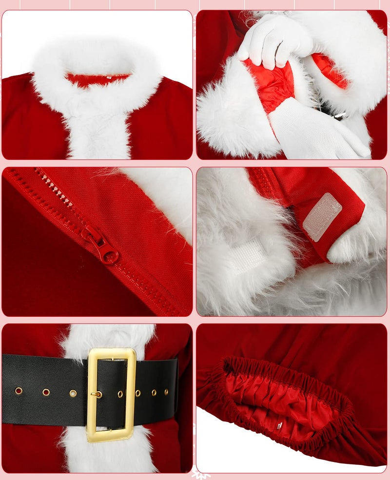 SHEJIZE Santa Claus Costume for Men Santa Costume Santa Suit Adults Men Santa Outfit (Burgundy, L/XL) - Image 3